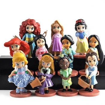 11pcs/set Disney Princesa Igrače Pepelka Belle morska deklica Ariel Sofija Sneg Bela Vila Rapunzel figuric Disney Lutka Darilo