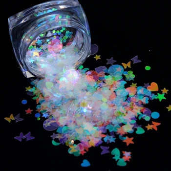 12 Steklenic Srce Star Okroglo Obliko Laser - Svetlo Kosmičev Sequins za Vgradnjo DIY Smolo Nadevi Glitters Smolo Art, Izdelava Nakita