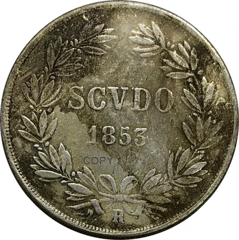 1853 Italijanske 1 Scudo Cupronickel (Pozlačeno Srebro Kopija Kovanca