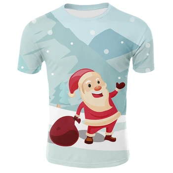 2021 Novo Božiček 3D Majica s kratkimi rokavi Ženske Moški Priložnostne Kratek Rokav Vrhovi Smešno Ulične Oblačila Vrhnja Božič Majica Plus Velikost