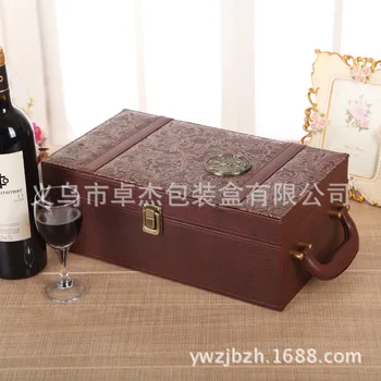 2PCS pakiranje Rdeče Vino Pakiranje škatle za Vino škatla embalaža za darila embalaža, vrečke za poslovne Bar embalaža Usnje polje