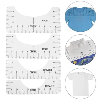 4pcs T-Shirt Velikost Vrat Vladar T-Shirt Poravnavo Ravnilo za Vodilno Risanje Predloge Obrti Orodje, Šivalni Pribor