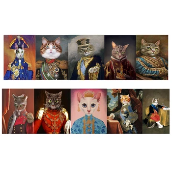 5D DIY Celoten Krog Sveder Diamantni Barvanje Royal Mačka Portret Smolo Nosorogovo Mozaik Steno, řt Doma, Okras, Darila