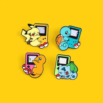 Anime Risanke Pokemon Emajl Zatiči Pikachu Gengar Broške Broška Vrečko Oblačil Kozmično Značko Zbirka Nakit Darilo Otrok