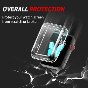 Celotno Ohišje za Apple ura 5 4 3 2 40 MM 44 Zaščitna TPU HD Jasno, Ultra-Tanek Pokrovček Screen Protector Kritje Za Iwatch 38 MM 42MM
