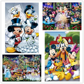 Disney Celoten Kvadratni / Krog Diamond 5d Diy Diamond Slikarstvo Mickey Mouse Seriji 3d Vezenje Navzkrižno Šiv Okrasnih Doma Dekor