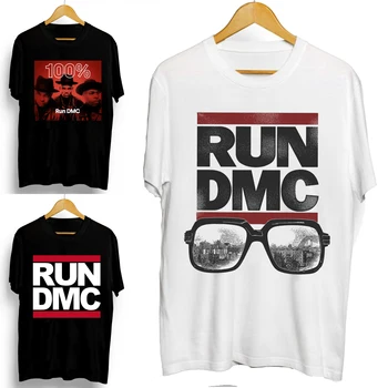 Hip Hop Street Človek Black T-shirt RUN DMC Kritje Velikost Plakata S-3XL Nove Bombaž Vrhovi Kakovosti Tees Kratkimi Rokavi Moški Formalno T