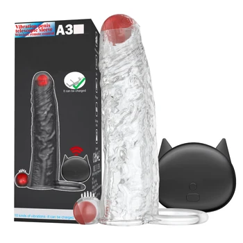 Moški Penis z vibriranjem Obroč Rokav za Penis Dick Zamudo Izliv Širitve Kondomi Dildo, Vibrator za Odrasle Sex Shop Sexules Igrače
