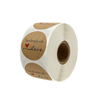 Naravno Ročno Krog Ljubezni Obliko Kraft Papir Za Nalepke Svate, Dekoracijo Nalepke 500* Oznake Na Roll Glasnosti