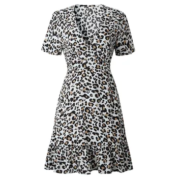 Obleke za ženske 2021 Leopard Tiskanja Mini Obleka Ženske Seksi Zaviti Obleko Clubwear Stranka Obleko Seksi Poletne Elegantno Obleko Vestidos