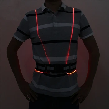Odsevni LED Optični Y-Oblikovan Pas za Nočno Vožnjo, ki Teče Barva Svetilnosti Prsih Telovnik Lahek Šport na Prostem Varno