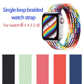 Pleteni Solo Zanke Za Apple watch band 44 mm 40 mm 38 mm 42mm najlon tkanine elastični pas, zapestnica iWatch serije 6 5 4 3 SE trak