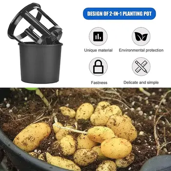 Potato Planter Dihanje Dvoslojno Vedro Plastični Lonec Za Seme Korenja, Ingverja Zelenjave Raste Vrt, Balkon Jardinage