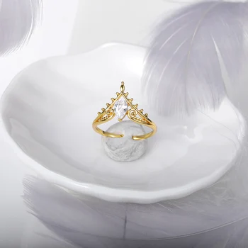 Princesa Krono Obroči Za Ženske Poročne Nakit Nastavljiv Nekaj Obroč Družico Darilo
