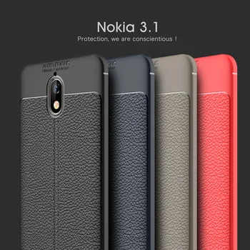 Shockproof Liči Usnje Primeru Telefon Za Nokia 3.1 7.1 8.1 5.1 X5 2.1 X6 X7 6.1 6 Plus Mehka TPU Hrbtni Pokrovček Slim Fit Shell Coque