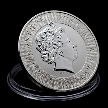 Silver Plated Avstralski Kenguru 1OZ Kraljica Elizabeta II, Avstralija Spominkov Kovanec Medaljo Zbirateljske Kovance