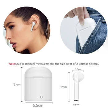 TWS i7s Brezžične Slušalke Bluetooth 5.0 Slušalke Šport Vodotesne Slušalke Stereo Bas Čepkov in-ear Slušalke brezplačna dostava