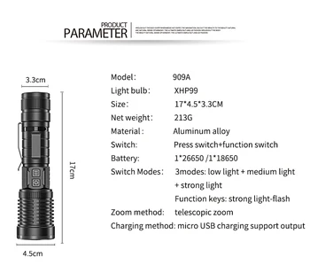 Ultra Svetla 80000LM LED XHP99 Svetilka USB Polnilna LED Svetilko XHP50 Kamp Lanterna Lučka Uporabite 18650 26650 Z Imetnik Pero