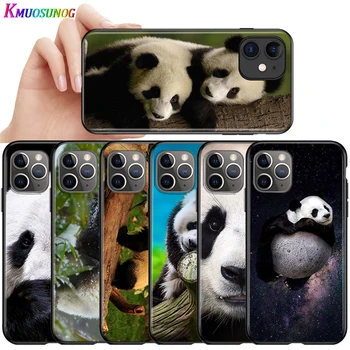 Za iPhone 12 11 Max Pro mini Ohišje Ljubek Mali Panda Bear za iPhone Max XR X 8 7 6 Plus 5S SE Svetlo Črno Primeru Telefon