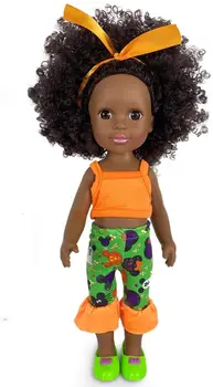 Črno Dekle Lutka 14 Palčni Afriške Realne Silikonski Baby Igrajo Lutke Igrače z Modna Oblačila, ki je kot Nalašč za 3+ Leta Stari Otroci