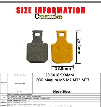 10 Par（20pcs） Keramike MTB Gorsko Kolo Kolesa Kolutne Zavore Blazine Za Magura M5 M7 MT5 MT7 Deli, dodatna Oprema