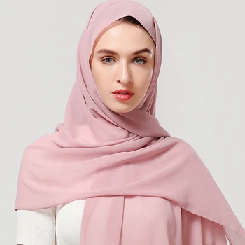 2020 Mehko Navaden Mehurček Šifon Šal Hidžab Muslimanskih Žensk Glavo, Šal Lady Obloge Trdna Foulard Pashmina Rute headscarf