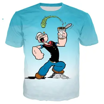 2020 NOVI Igri Popeye Majica 3D Tiskanja Moški/ženske Poletne Ulične T-shirt Moški Punk Crewneck Tshirt Oblačila Prevelik Vrhovi 5XL
