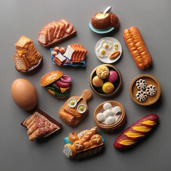 3d hladilnik magnet hladilnik prilepite hrane Štruce kruha, jajce, košarice za Kruh toast hamburger hladilnik dekoracijo zbirka darilo