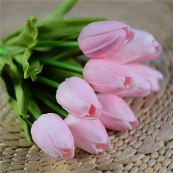 Belih Tulipanov Dotaknite se Pravi Umetno Umetne Rože Za Dekoracijo Mini Tulipanov Hiša Dekoracija Za Poroko Rože 20pcs