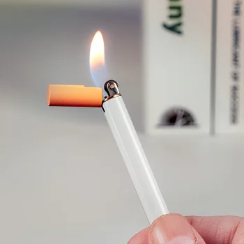 Brez Požara Kolo Mini Žep Lažji Kompaktna Svetilka Na Prostem Butan Plin Lažji Kovinski Ustvarjalne Vžigalnik Za Cigarete