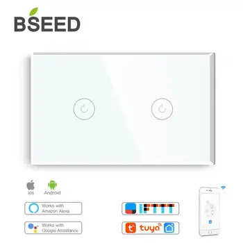 BSEED NAS Standard Dotik Vklop Wifi Nadzor 2 Banda Smart Stikalo za Stekla Svetlobo Bele Črno Zlato
