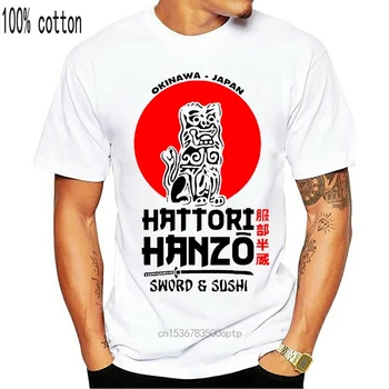 Hattori Hanzo Moških Kul Samurai T-shirt Meči In Suši Risanka Design T Shirt Okinawa, Japonska Elegantna Vrhovi Tees