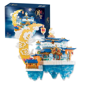 Kitajska Mitološki arhitekture mikro daimond blok Luna palace zidarske opeke montažo igračo nanobricks zbirka za darila