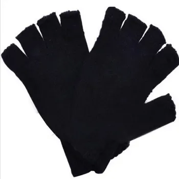 Nove Modne Zimske Črne Kratke Pol Prsta Fingerless Volne, Pletene Zapestje Rokavice Toplo Vaja Za Ženske In Moške