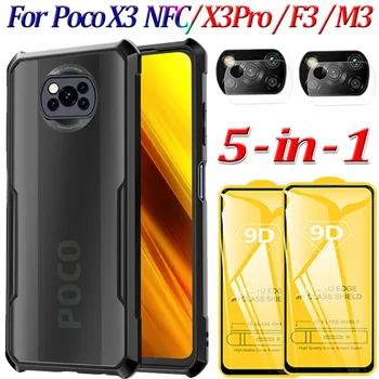 Primeru Na Poko X3 Pro,Pregleden Primeru Za Xiaomi Poco x3 Pro NFC Silicij Shockproof Primerih Poco X3 M3 Pro 5G F3 Akril Zadnji Pokrovček
