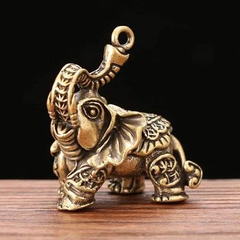 Retro Medenina Ugoden Srečno Slon Okraski Keychain Kovinski Živali Keychain Pohištvo Dekoracija