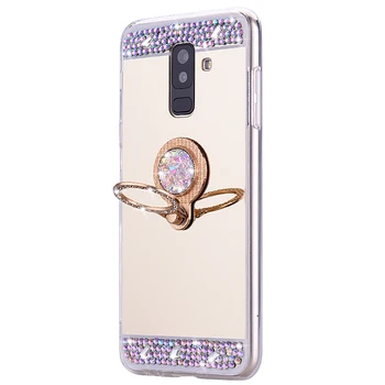 Telefon Coque za Samsung Galaxy A9 2018 A6 A8 J6 J4 Plus S8 S9 S10 S10e Ogledalo Bling Primeru za J3 J5 J7 2016 2017 Lupini Pokrov