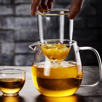 Toplotno Odporno Steklo Čaj Infuser Čaj Pot Kitajski Kung Fu Čaj Nastavite Puer grelnik vode Kave, Kozarec za Kavo Priročno Urad Čaj Določa 500 ml