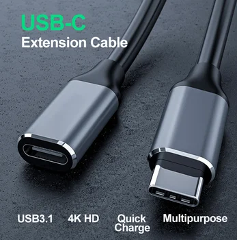 USB C Podaljšek 4K 3840*2160 HD Video Prenos USB 3.1 Tip C Hitro Podatki Tansfer Moški Ženski USB-C Tip-C kabel