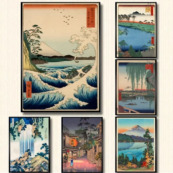 Vintage Japonski Krajine, Poster Tiskanje Val Gunma Umetniško Platno Slikarstvo Stenske Slike Za Dnevno Sobo Orientalski Doma Dekor