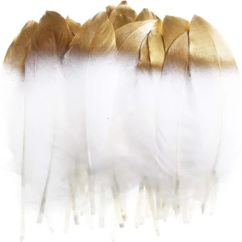 10Pcs/veliko zlato gosjim perjem DIY perje za plovila poročno Dekoracijo needlework klobuk pribor Stranka plumas gradivo 15-20 cm