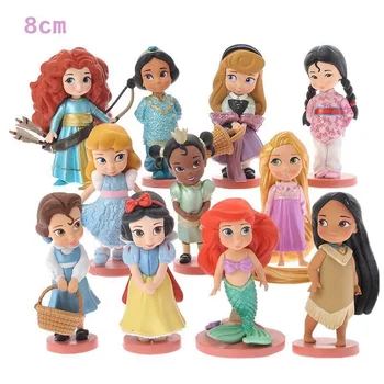 11pcs/set Disney Princesa Igrače Pepelka Belle morska deklica Ariel Sofija Sneg Bela Vila Rapunzel figuric Disney Lutka Darilo