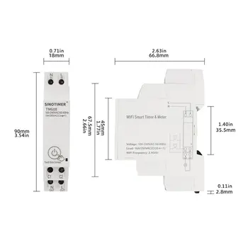 18 mm enofazni Digitalni Časovnik Stikalo Remote, WiFi Smart Stikalo za Nadzor Svetlobe Programer Z Energijo Spremljanje 100-240V 16A