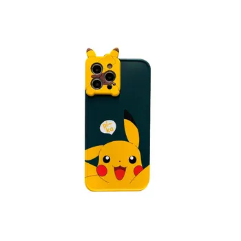 2021 3D Pokemon Pikachu Risanka Objektiv Kamere Primeru Telefon za iPhone 11 12 Pro X XR XS Max 7 8 Plus Cute Anime Telefon Kritje