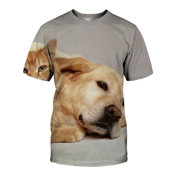 4T-14T Boys Girls srčkan Labrador psov, 3D Print Mode osebnost T-shirt starš-otrok kratkimi ulične