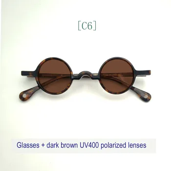 Acetat Polarizirana sončna Očala za Moške in Ženske 34 Letnik Majhne Okrogle Očala Retro sončna Očala Temno Zelena Rjava sončna Očala UV400
