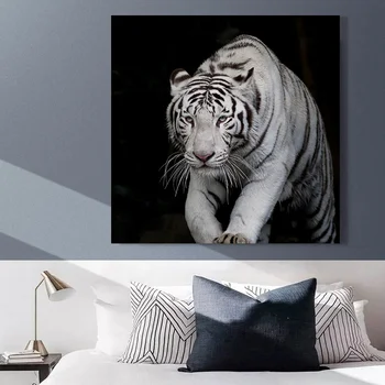 Afriške White Tiger Platno Barvanje Črne in Bele Živali, Plakatov in Fotografij Stenskih slikah, Dnevna Soba Dekoracijo brez okvirjev