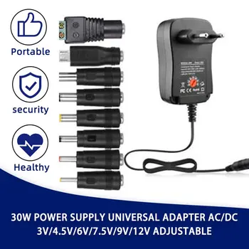 Brezplačna Dostava 30W Napajanje Univerzalno Nastavljiv Adapter AC Za D/C 3V/4.5 V/6V/7.5 V/9/12V 1.5 Univerzalni Adapter za Polnilnik EU/UK