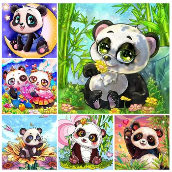 Diamond Slikarstvo Srčkan Panda 5D DIY Celoten Kvadratni Krog Vaja Živali Diamond Vezenje Risanka Navzkrižno Šiv Komplet Home Decor Art
