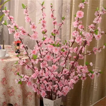 Doma Dekor 65 CM Umetno Češnja Pomlad Slive Breskov Cvet Veje Svile Cvet Drevo Deco